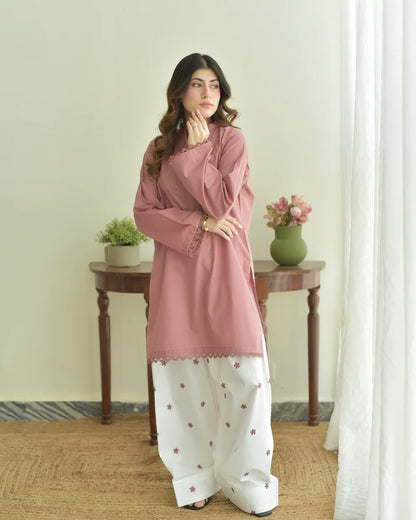 Rosee – Dusty Rose Tunic with Embroidered Tulip Shalwar