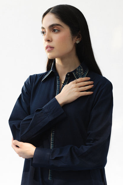 Mid Night – Premium Embroidered Indigo Tunic Set