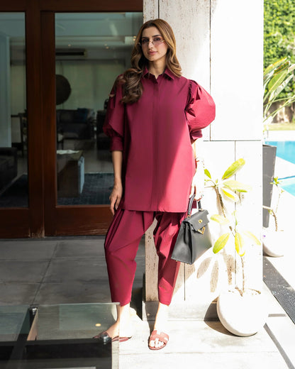 Mehree – Premium High-Low Tunic Set with Statement Puff Sleeves