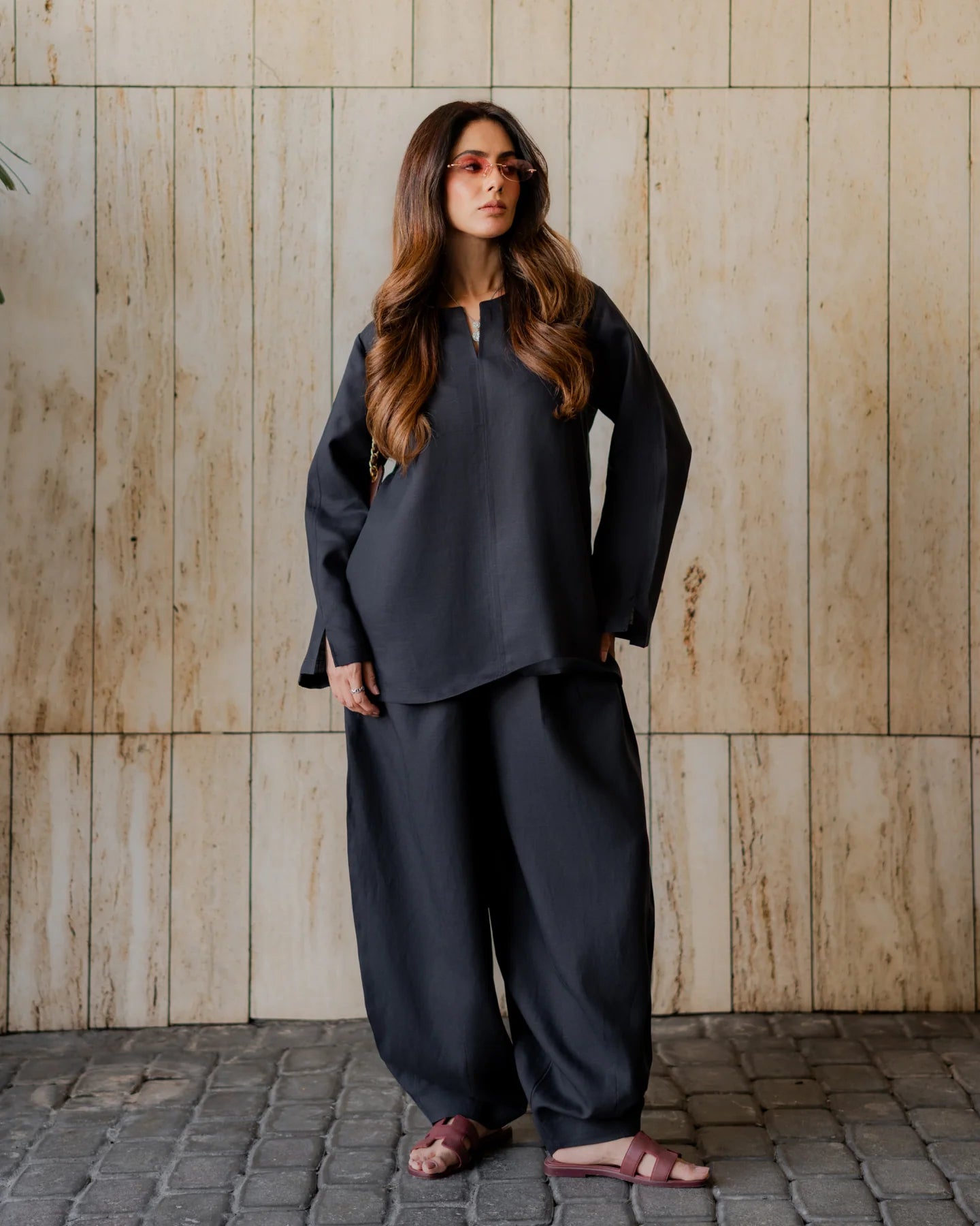 Farshi Black(2PC) – Premium Loungewear Co-Ord Set with Oversized Farshi Pants