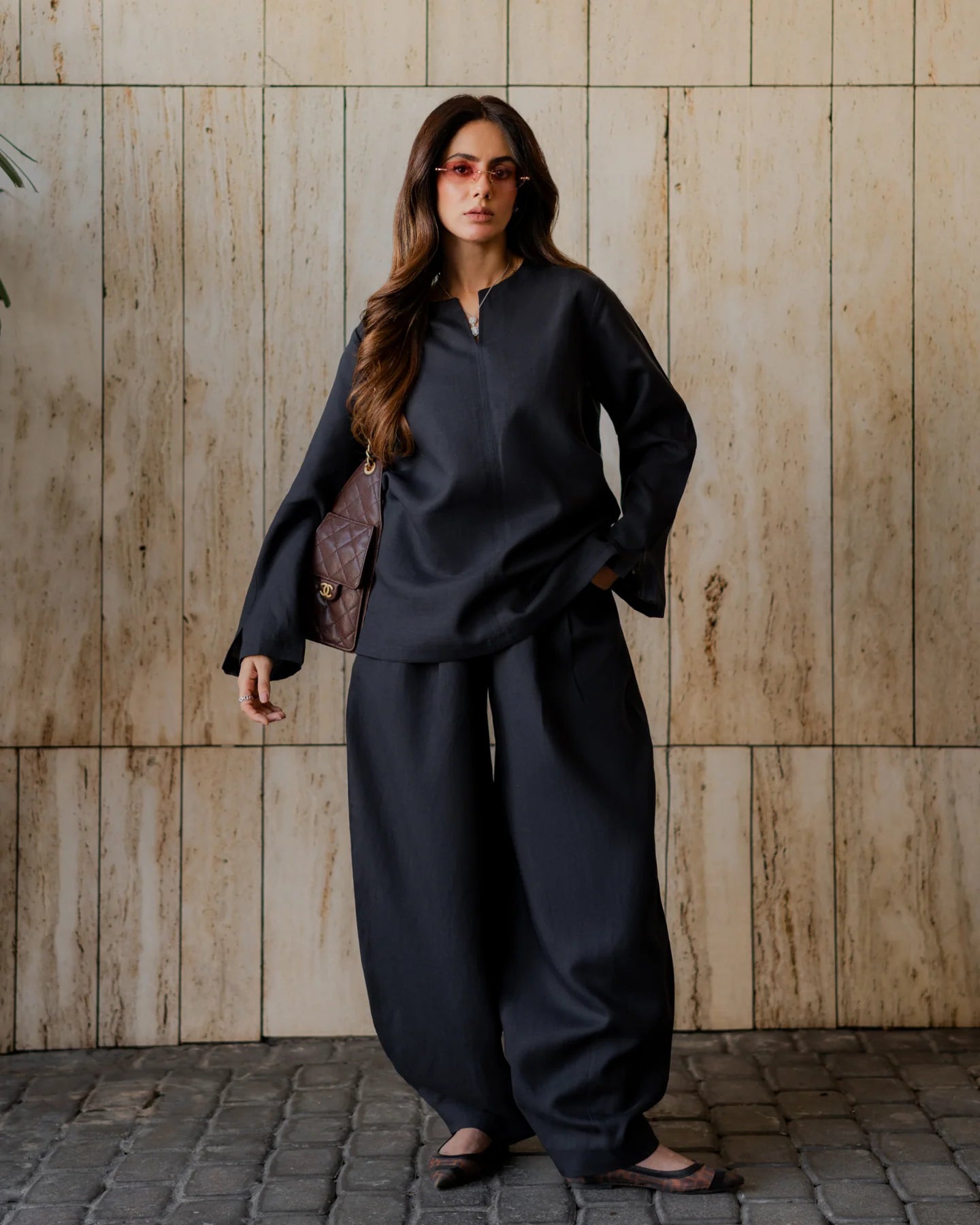 Farshi Black(2PC) – Premium Loungewear Co-Ord Set with Oversized Farshi Pants