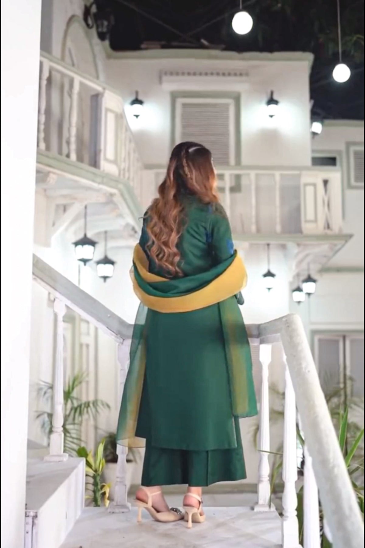 Emerald Green Embroidered 100% cotton 3-Piece Suit