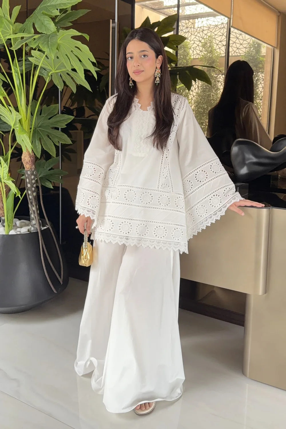 Pearlee – Luxury Chikankari & Lace Detailed Ivory Co-ord Set