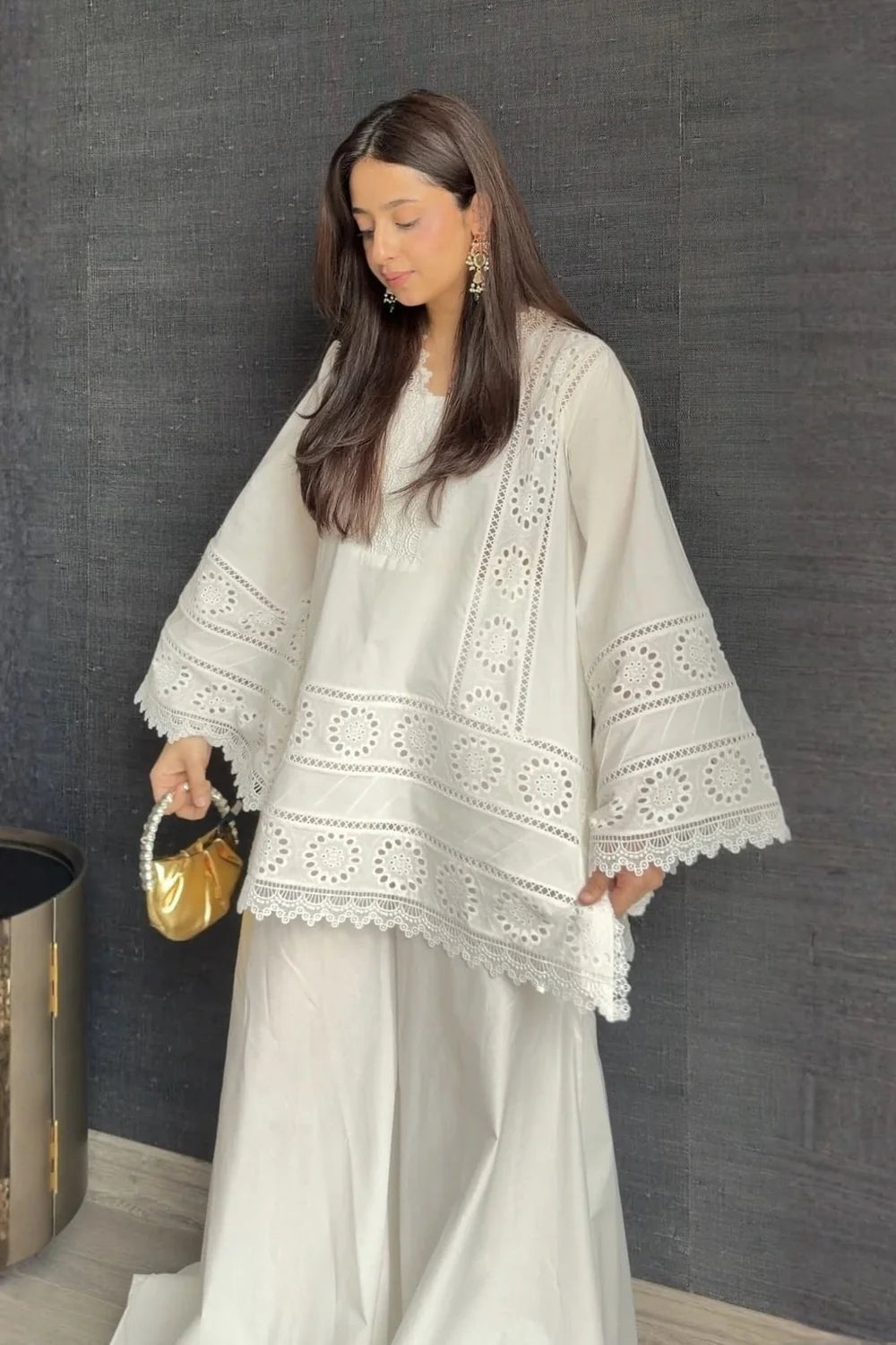 Pearlee – Luxury Chikankari & Lace Detailed Ivory Co-ord Set