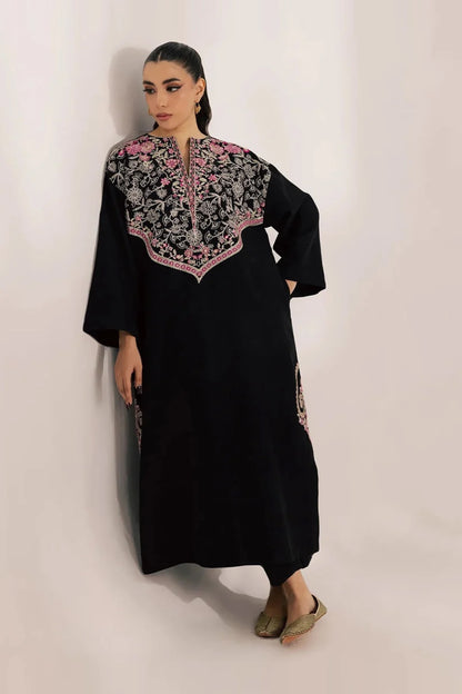Black Silhouette Embroidered 100% cotton 2 Piece Suit